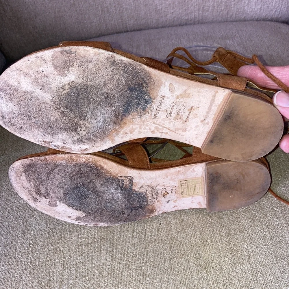 STUART WEITZMAN Roman flat Suede Gladiator Sandal Womens Size EU 35 - Picture 8 of 14